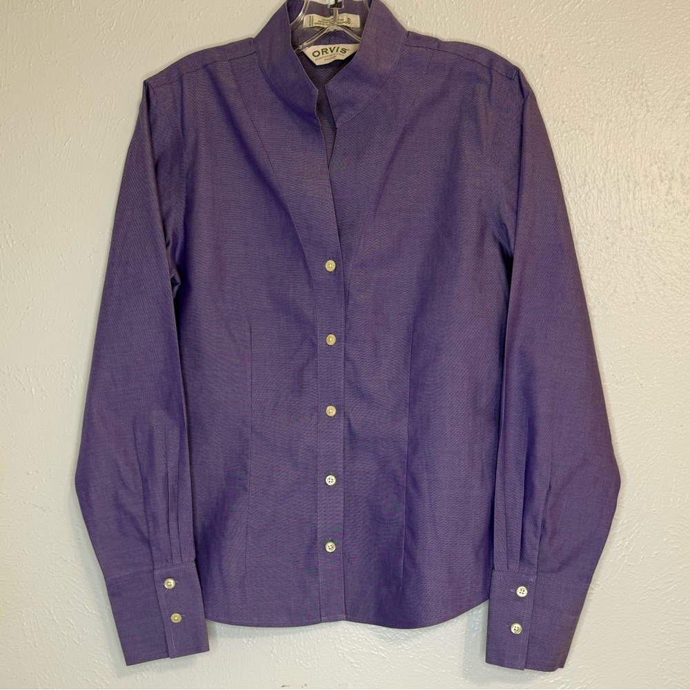 Orvis Size 6 Wrinkle Free 100% Cotton Lavender Fitted Button Down Shirt